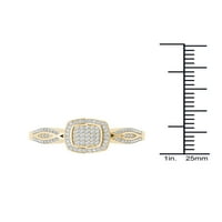 1 4ct TDW dijamantski jastuk u obliku klastera Halo Twist Shank 10k zaručnički prsten od žutog zlata