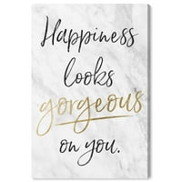 Wynwood Studio Tipografija i citati Zidna umjetnost platnene otiske 'Sreća izgleda prekrasno na tebi'