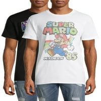 Nintendo Super Mario Crew & napravljeno u muškim i velikim muškim grafičkim majicama 80-ih, 2 pakovanja