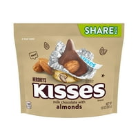 Hersheyjevi poljubi mliječnu čokoladu sa bademima Candy, podijelite oz