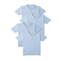 Wonder Nation Školska Uniforma Za Djevojčice Interlock Polo Majica Kratkih Rukava, 4 Pakovanja, Veličine