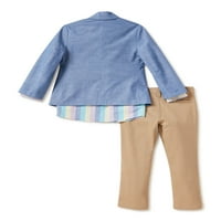 Wonder Nation komplet odijela za dječake sa sakoom od Chambray, košuljom i rastezljivim pantalonama od