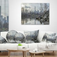 Dizajdrani crno-bijeli Central Park NYC - Pejzažni jastuk od tiskanog bacanja - 12x20