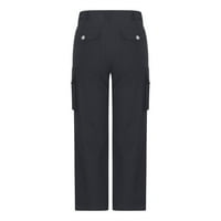 Umfun ženske posteljine hlače visoke struk pješačke hlače sa džepom zaklopke plus veličine široke noge