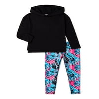 Athletic Works djevojke Dugi rukav Jersey Hoodie i štampani Legging, 2-Piece aktivni Set, veličine 4 -