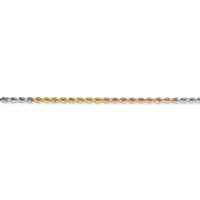 14k Tri-Color D C lanac za užad u 14k žutom, bijelom i ružičastom zlatu trobojni