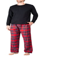 Muška pidžama set flanela pidžama za muškarce PJ set sa plaičnim padžama hlače i dugim rukavima Henley