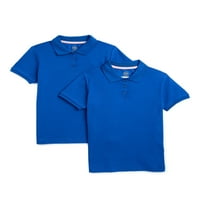 Wonder Nation Školska Uniforma Za Djevojčice Interlock Polo Majica Kratkih Rukava, 2 Pakovanja, Veličine