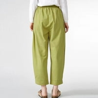 ženske ljetne lanene pantalone visokog struka široke nogavice duge pantalone sa džepnim ležernim širokim