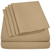 Premium Home Collection Microfiber Soft Cooling Bed Sheet Set - Piece, King, Khaki
