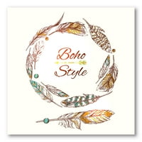 PROIZVODNJA PODELICA ETHNIC BEIGE BOHO PETHER 'BOHEMIJSKI I ECLECTIC CANVAS Zidno umjetničko otisak