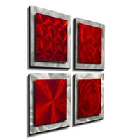 Izjave 12 12 moderna umjetnost metalnog zida s naglaskom Jon Allen, kvadrati, crveni-Set od 4