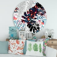 Designart 'Abstract Tropical Floral Patchwork I' Tropical Circle Metal Wall Art-disk od 36