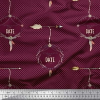 Soimoi Purple Rayon tkanina Dot, strelica i sačuvajte datum teksta ispisane plovidbene tkanine uz dvorište