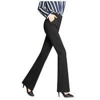 Ženske pantalone za trčanje ženski džepovi visokog struka čvrste pantalone sa ravnim nogama duge pantalone