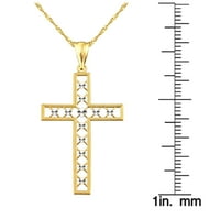 Zlatno ručno izrađeno 10kt zlatna dijamantna rezana rešetka Privjesak križa šarm