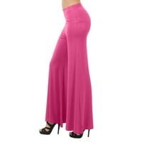 Ženske pantalone sa širokim nogama visokog struka labave lepršave Casual pantalone vruće roze XXL