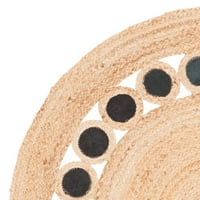 Prirodna vlakna Annandale Geometrijska prostirka, bež crna, 4 '4 'krug