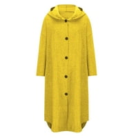 Vanjske jakne i kaputi za djevojčice labavi dugi rukavi sa kapuljačom zimski modni džepni jednobojni Žuti kaputi 4XL