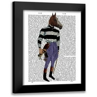 FAB Funky Black Modern Frammed Museum Art Print pod nazivom - Konjski trkački jockey pun