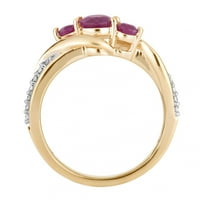 10K Zlatni Ruby & Carat T.W. Diamond 3-kameni prsten