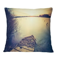 Designart Amazing Sunset over Clam Lake - pejzažni štampani jastuk za bacanje - 16x16