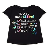 Wonder Nation Djevojke Kratki Rukav Slime T-Shirt, Veličine 4 - & Plus