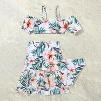 Baywell Girl's Tropical Print bikini Set Cover up Swimsuit kupaći kostimi za 7-11y zeleni