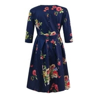WAVSUF Ljetne haljine za žene čišćenje vintage cvjetni rukavac maxi ljeto i jesen plava haljina veličine