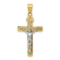 Primal Gold Karat dvobojni dijamantski rezani srednji blok rešetkasti krst sa križićem od Križića na lancu