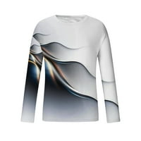 Muška Cool 3D apstraktna grafika Dugi rukav pulover gornji Crewneck Dugi rukav košulje bijeli L