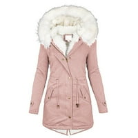 Outfmvch dukserice za žene Plus Size zimska jakna sa ovratnikom na reveru Vintage debela jakna topla kapuljača