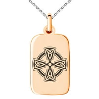 Nehrđajući Čelik Celtic Cross Triquetra Knot Ugravirani Mali Pravougaonik Pas Tag Charm Privjesak Ogrlica