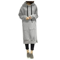 pgeraug dukserice za žene žene topla kapuljača sa kapuljačom baggy pulover oversize duks duga haljina ženski vrhovi siva 3xl