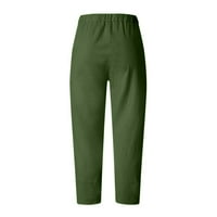 Palazzo pantalone za žene casual žene kapri hlače stolar visoki struk, vojska s dugačkim nogom, zelena