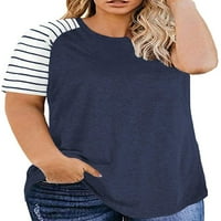 Chama Womens Plus Veličina Osnovni tunički bluza Striped Raglan majica s kratkim rukavima Ljetni vrhovi
