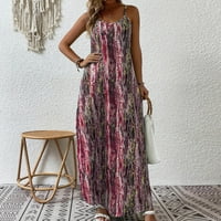Ženska ljetna haljina seksi leđa špageta remena maxi haljina plaža izlazi cvjetni sandress