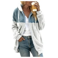 Fvwitlyh siva dukserica Plus-Size dukserice za žene u boji blok pulover vrhovi bijeli X-veliki