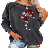 Dame Losse vrhovi sa božićnim tiskanim pulonom bojom za zimsku košulju za pulover za zimu