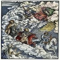 Četiri Konjanika. Četiri Jahača Apokalipse. Drvorez U Boji, Njemački, 1523. Poster Print by