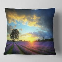Designart šareno nebo nad živopisnim poljem lavande - jastuk za bacanje cvijeća-16x16