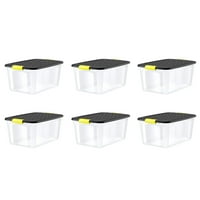 Bella Storage Quart Clear Plastic Yellow Reze crni poklopac Tote Set od 6