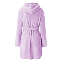 Zyekqe Womens Winter Pajamas Robe haljina dugih rukava otvorena prednja kapuljača debela toplotna toplota,
