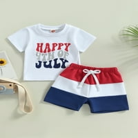 Dan nezavisnosti Baby Boys Outfits Pismo Ispis majica i kratke hlače