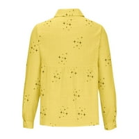 Pad bluze za žene trendovske casual gumb niz dugi rukav radne vrhove majice za žene trendi na klirensu žuto