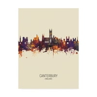 Zaštitni znak likovne umjetnosti 'Canterbury Engleska Skyline portret III' Umjetnost platna Michaela Tompsetta