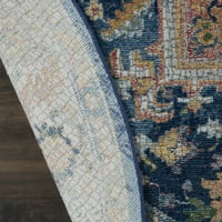 Nourison Global Vintage Tradicionalni plavi multikolor 6 'okrugli površinski tepih