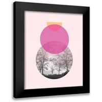 Woods, Linda Crna Moderna Uokvirena Muzejska Umjetnička Grafika Pod Nazivom-Ružičasto Drveće