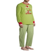 Podudaranje porodice Božićne pidžame Muški Grinch, 2-komadni pidžamski set